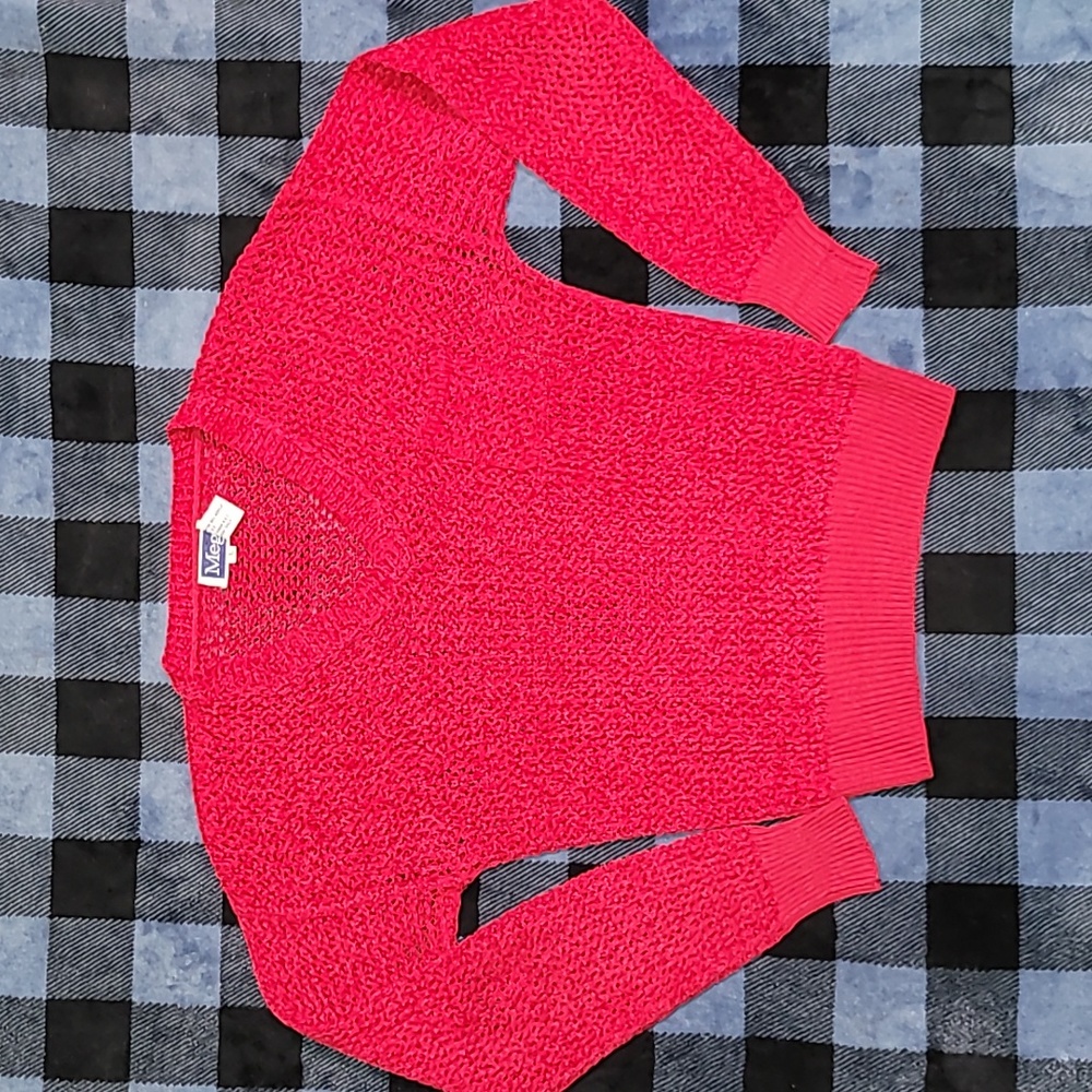 Vintage. 80s. MEG. Knitted V-neck Long-sleeve with pocket. Women's L